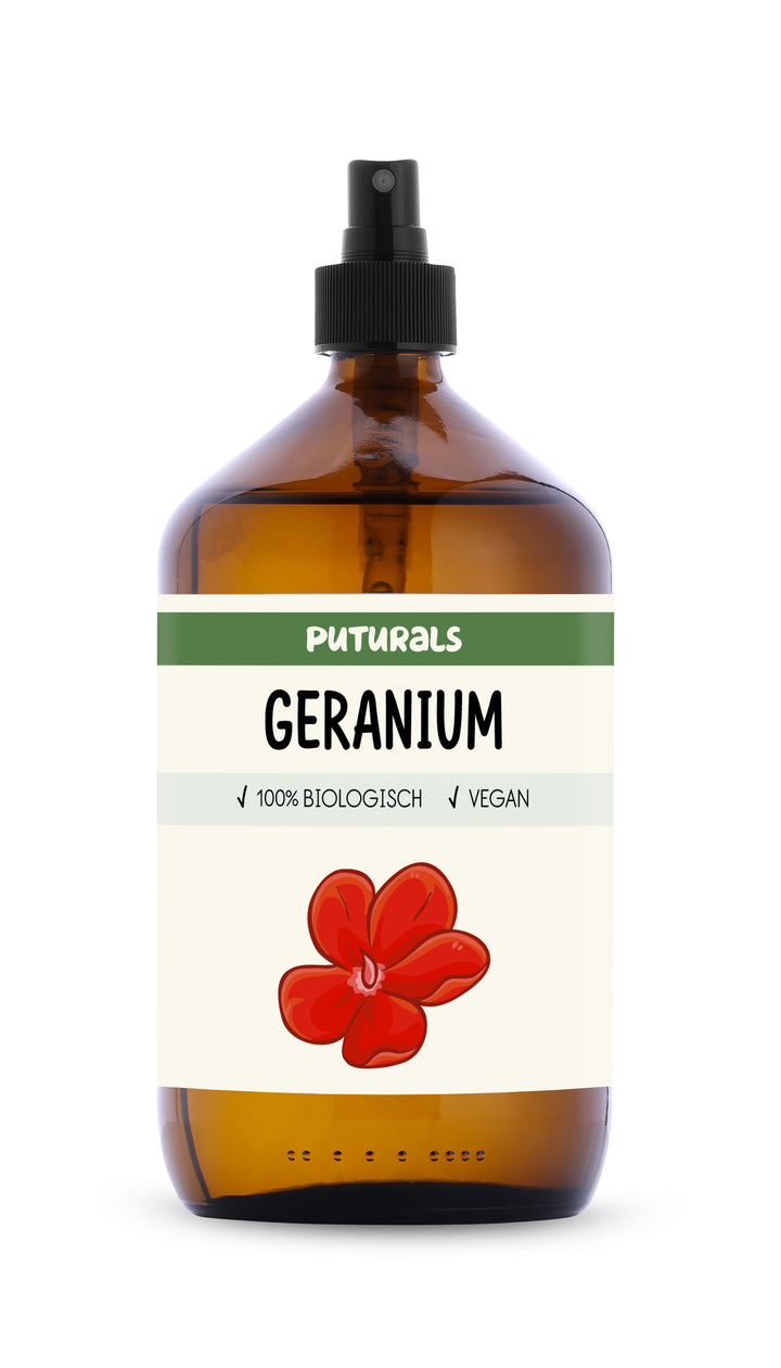 Geraniumwater 100% Biologisch & Puur - 1000ml - Voorkant