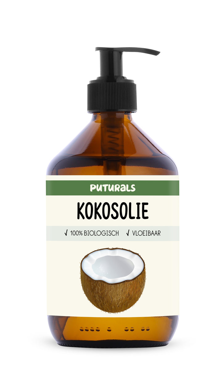 Kokosolie Vloeibaar 100% Biologisch & Koudgeperst - 500ml - Voorkant