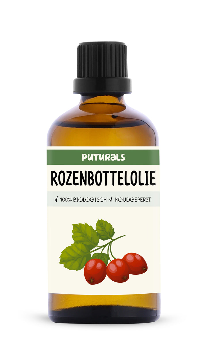 Rozenbottelolie 100% Biologisch & Koudgeperst - Voorkant - 100ml