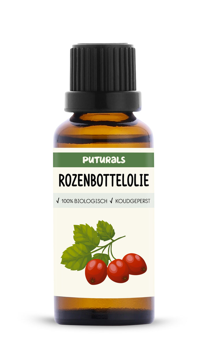 Rozenbottelolie 100% Biologisch & Koudgeperst - Voorkant - 30ml